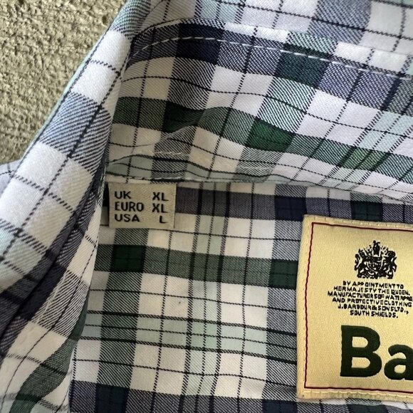 Barbour Men’s Tailored Fit Plaid Button-Down Shirt Size Large Blue Gray Check - Picture 4 of 6
